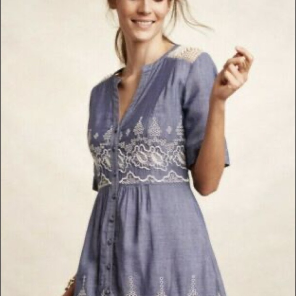Anthropologie Moulinette Soeurs Embroidered Dress